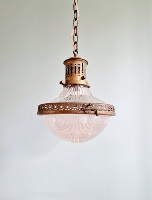 Holophane Pendant Lamp in Prismatic Glass, 1920s-FAX-2023699