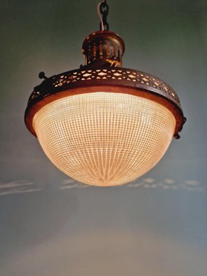 Holophane Pendant Lamp in Prismatic Glass, 1920s-FAX-2023699