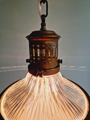 Holophane Pendant Lamp in Prismatic Glass, 1920s-FAX-2023699