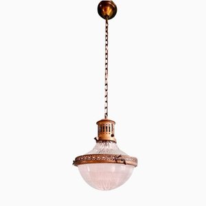 Holophane Pendant Lamp in Prismatic Glass, 1920s-FAX-2023699