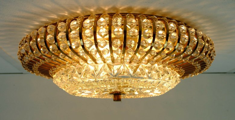 Holywood Regency Style rass & Crystal Chandelier by Christoph Palme for Palwa, 1960s-FH-851015