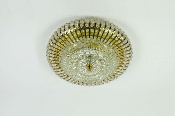 Holywood Regency Style rass & Crystal Chandelier by Christoph Palme for Palwa, 1960s-FH-851015