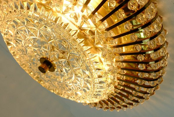 Holywood Regency Style rass & Crystal Chandelier by Christoph Palme for Palwa, 1960s-FH-851015