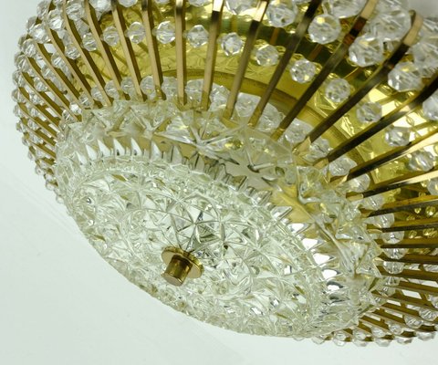 Holywood Regency Style rass & Crystal Chandelier by Christoph Palme for Palwa, 1960s-FH-851015