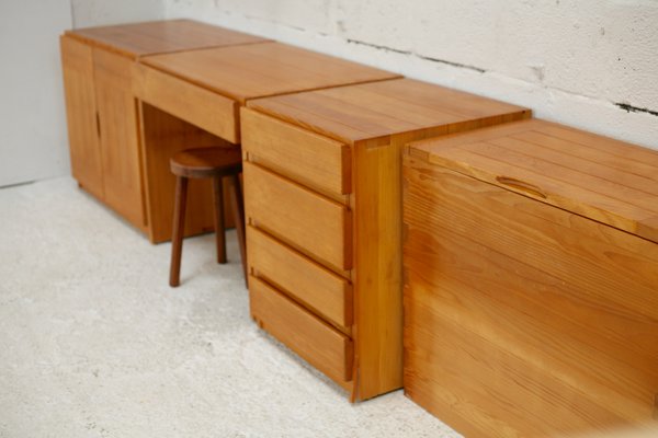 Home Regain: Modular Office Set. Pine. France, Circa 1975 from Maison Regain, Set of 5-MAO-1251468