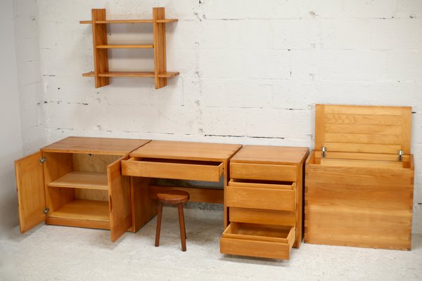 Home Regain: Modular Office Set. Pine. France, Circa 1975 from Maison Regain, Set of 5-MAO-1251468