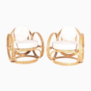 Hoop Armchairs in Rattan, Set of 2-DSC-1756881