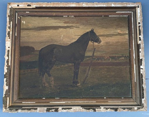 Horse, 19th Century, Oil on Panel, Framed-QKG-1394663