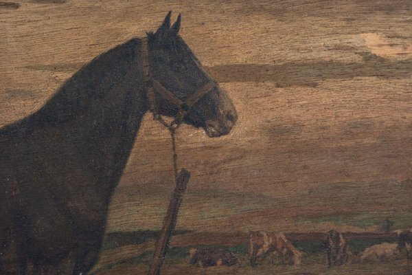 Horse, 19th Century, Oil on Panel, Framed-QKG-1793420