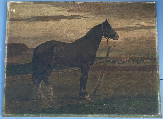 Horse, 19th Century, Oil on Panel, Framed-QKG-1394663