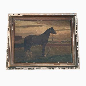 Horse, 19th Century, Oil on Panel, Framed-QKG-1394663