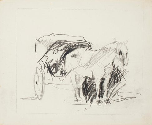 Horse - China Ink Drawing - Mid 20th Century 1950s-ZCI-755871