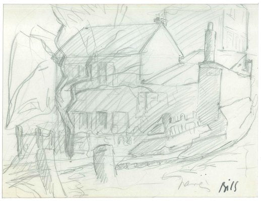 Household - Original Pencil on Paper by Claude Bils - 1950's 20th Century-ZCI-770872