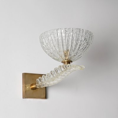 Huge Barovier Murano Leaf Glass and Brass Sconces, Italy, 1950s, Set of 2-JDR-1804942