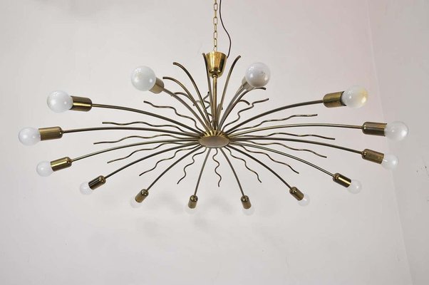 Huge Brass & Crystal Glass 14-Arm Chandelier Attributed to Lobmeyr, 1950s-SPD-895824