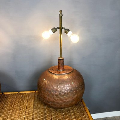 Huge Copper & Brass Table Lamps, Italy, 1970s, Set of 2-LYQ-1171752