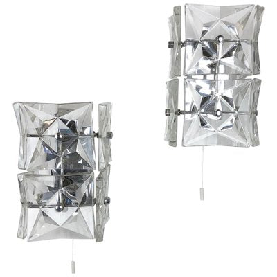 Huge Crystal Glass Wall Light Sconces from Kinkeldey, Germany, Set of 2-QZ-1137788