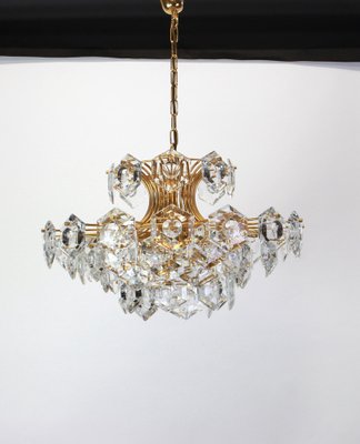 Huge German Gilt Brass and Crystal Glass Chandelier by Kinkeldey, 1960s-UGR-1085499