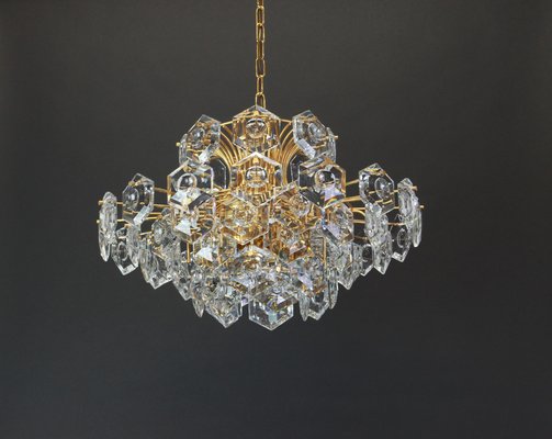 Huge German Gilt Brass and Crystal Glass Chandelier by Kinkeldey, 1960s-UGR-1085499