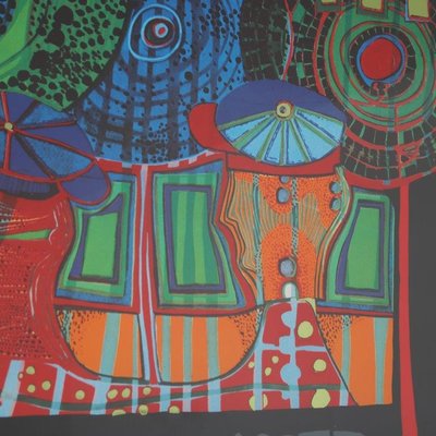 Hundertwasser, World Tour, Lithograph, 1970s, Framed-DV-1706863