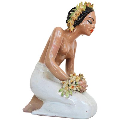 Hungarian Art Deco Painted Ceramic Sculpture-DEK-932487