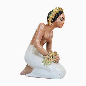 Hungarian Art Deco Painted Ceramic Sculpture-DEK-932487