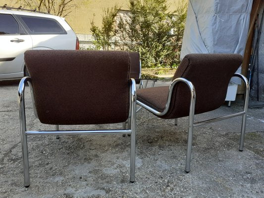 Hungarian Chrome-Plated Metal Table and Dining Chairs Set, 1960s, Set of 5-OXJ-716907