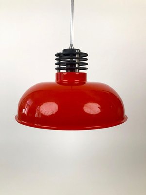 Hungarian Industrial Style Pendant Lamps in Burnt Orange, 1970s, Set of 3-BAF-763370