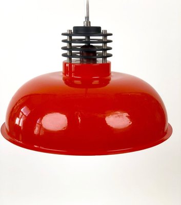 Hungarian Industrial Style Pendant Lamps in Burnt Orange, 1970s, Set of 3-BAF-763370