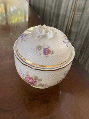 Hungarian Porcelain Trinket Box with Lid from Hollóhaza-OXJ-1730465