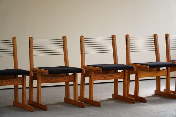 Hunting Chairs in Pine attributed to Torbjørn Afdal for Bruksbo, 1960s, Set of 6-MXF-1410661