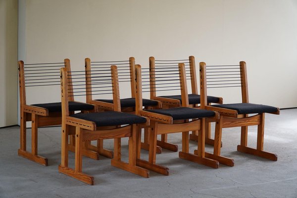 Hunting Chairs in Pine attributed to Torbjørn Afdal for Bruksbo, 1960s, Set of 6-MXF-1410661