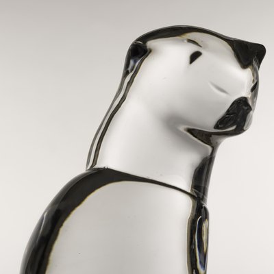 Hyaline Glass Cat Sculpture by Olle Alberius for Orrefors, 1970s-SQP-1719184