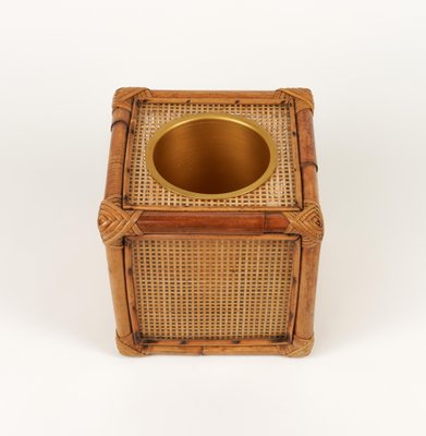 Ice Bucket in Bamboo, Rattan and Acrylic Glass in the style of Christian Dior, Italy, 1970s-LYQ-1787317