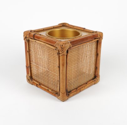 Ice Bucket in Bamboo, Rattan and Acrylic Glass in the style of Christian Dior, Italy, 1970s-LYQ-1787317