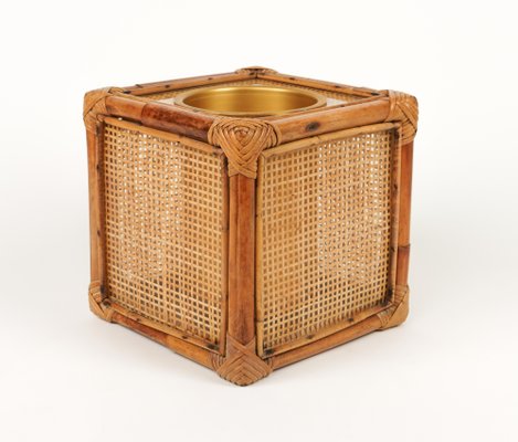 Ice Bucket in Bamboo, Rattan and Acrylic Glass in the style of Christian Dior, Italy, 1970s-LYQ-1787317