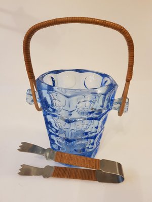 Ice Bucket with Tong by Jurnikl for Rosice Glassworks, 1960s-QDP-547871