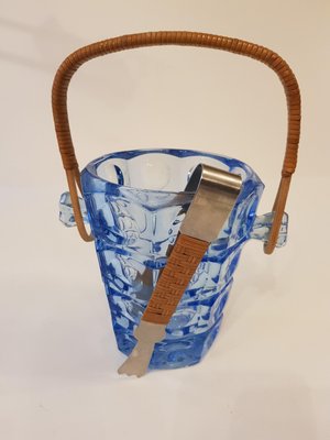 Ice Bucket with Tong by Jurnikl for Rosice Glassworks, 1960s-QDP-547871