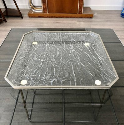 Ice Effect Acrylic Glass & Metal Tray Centerpiece, Italy, 1970s-LYQ-1171787