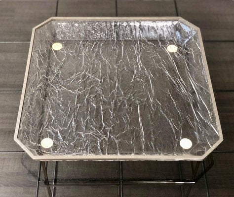 Ice Effect Acrylic Glass & Metal Tray Centerpiece, Italy, 1970s-LYQ-1171787