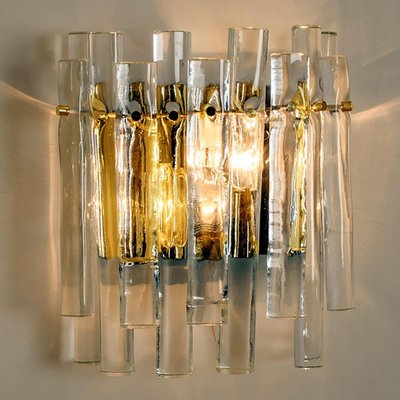 Ice Glass and Brass Wall Sconce attributed to Kinkeldey, 1970s-VDW-1436934