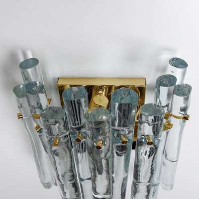 Ice Glass and Brass Wall Sconce attributed to Kinkeldey, 1970s-VDW-1436934