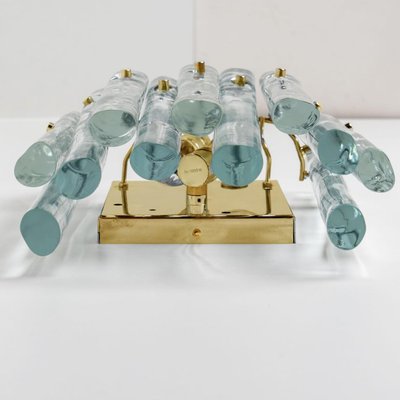 Ice Glass and Brass Wall Sconce attributed to Kinkeldey, 1970s-VDW-1436934