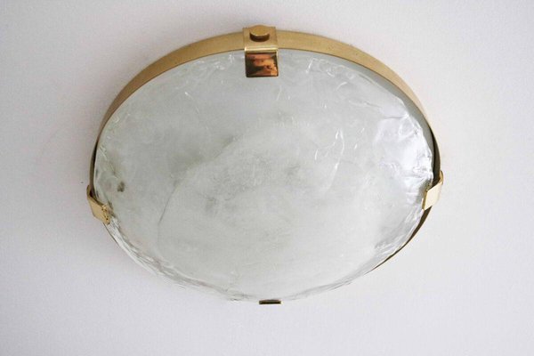 Ice Glass & Brass Ceiling Lamp from Kalmar, 1960s-FJP-1795268