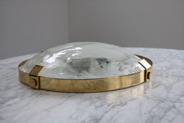 Ice Glass & Brass Ceiling Lamp from Kalmar, 1960s-FJP-1795268