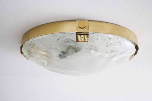 Ice Glass & Brass Ceiling Lamp from Kalmar, 1960s-FJP-1795268