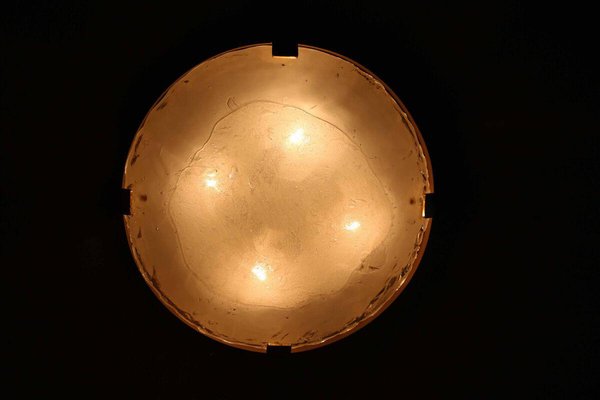 Ice Glass & Brass Ceiling Lamp from Kalmar, 1960s-FJP-1795268