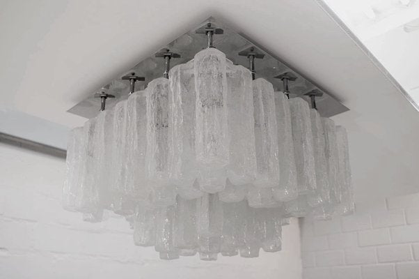 Ice Glass Ceiling Lamp from Kalmar Franken Kg, 1960s-KQB-1415161