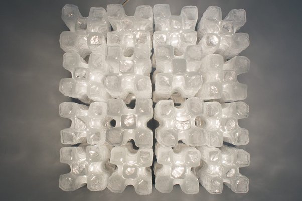 Ice Glass Ceiling Lamp from Kalmar Franken Kg, 1960s-KQB-1415161