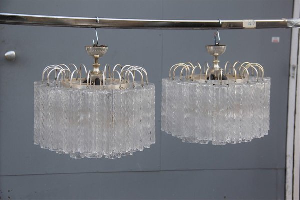 Ice Glass Ceiling Lamps from Venini, 1960s, Set of 2-EH-554889